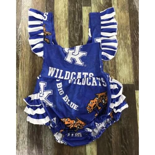 Baby childrens boutique sleeveless lace UK letter blue cute climbing clothes jumpsuit