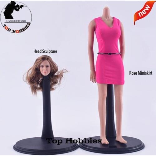 Action Figure Anime 1/6 Female Head Sculpture Hermione Emma Watson Collectible Toy Model Clothes Rose Dress Miniskirt F 12“ Body