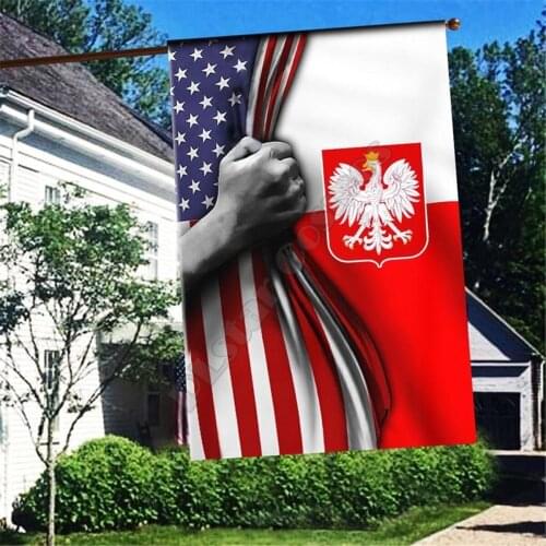 Poland America Flag 3D Full Printing Garden Flags Hanging House Decoration