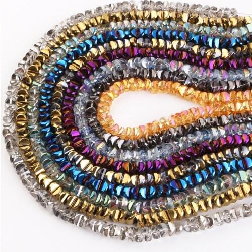 Handmade Crystal Plated Beads 4/6/8mm Lampwork Glass Flat Beads Wholesale Charms Jewelry DIY Making Needlework Accessories