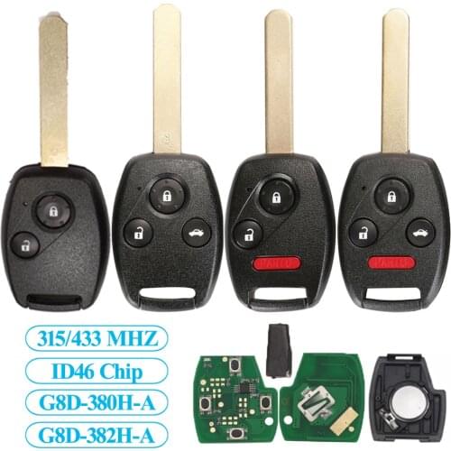 Jingyuqin FSK 433MHZ ID46 Chip Remote Control Car Key For Honda CR-V CRV Civic Insight Ridgeline Accord 2003 2008 2009 2/3 BTN