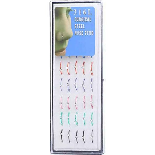 JUNLOWPY Mix 120pcs 3 Boxes Surgical Steel 20G Nose Hoop Rings Tragus Earring Piercing Nose Studs Fashion Pircing Body Jewelry