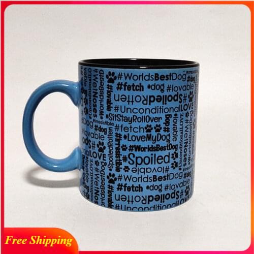 Ceramic Mug Blue Water Cup Large Capacity 550ml Coffee Cup Breakfast Cup Creative English Cup Coffee Mug