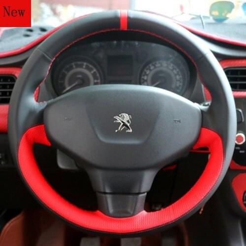 DIY Hand-Stitched Leather Suede Car Steering Wheel Cover for Peugeot 308 2016/408 206 3008 2008 Interior Accessories