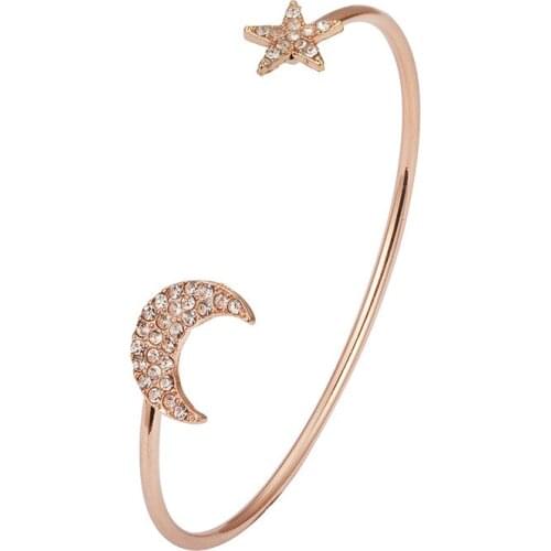 Cross border hot selling jewelry simple fashion star moon inlaid with smooth peach heart Star Bracelet