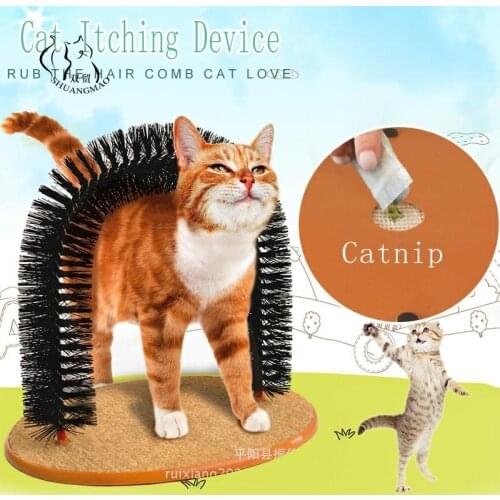 Arch Cat Massager Comb for Pet Cat Comfortable Itching Grooming Supplies Round Fleece Base Kitten Toy Scratching Device Brush