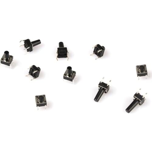 100Pcs 10 Models 6*6mm Light Micro Touch Switch Sets Push Button Switch Kit