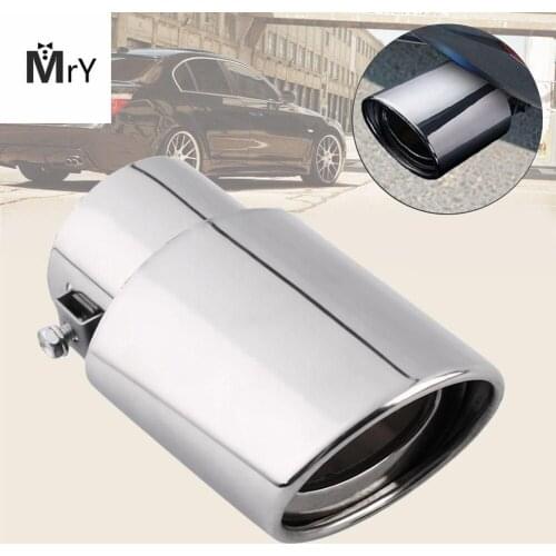 DJSona Universal Car Rear Round Exhaust Pipe Tail Muffler Tip Chrome Stainless Steel Automobile Muffler Tip Replacement Car Acce
