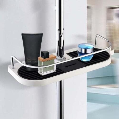 New Shower Storage Rack Bathroom Pole Shelves Holder Detachable Tray Rack Organizer Shampoo Tray Single Tier Shower Head Holder