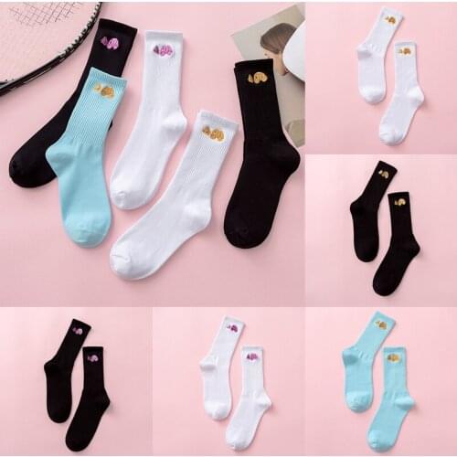 2021 New Little Bear Embroidery Socks Black White Blue Cotton Casual Socks Ins Palm Bear Off Head Socks