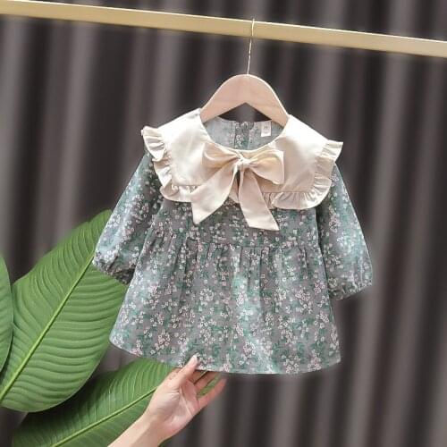 Toddler Girls Casual Floral Dresses 2021 New Fashion Infant Baby Flowers Costumes Newborns Bebes Bow Sweet Christmas Clothes