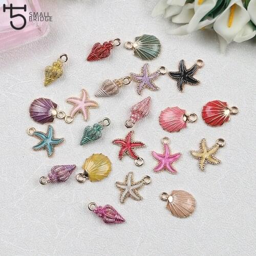 24pcs Mixed Ocean Starfish Enamel Charms for jewelry Making Bracelet DIY Necklace Jewelry Accessories DIY Craft Shell Conch