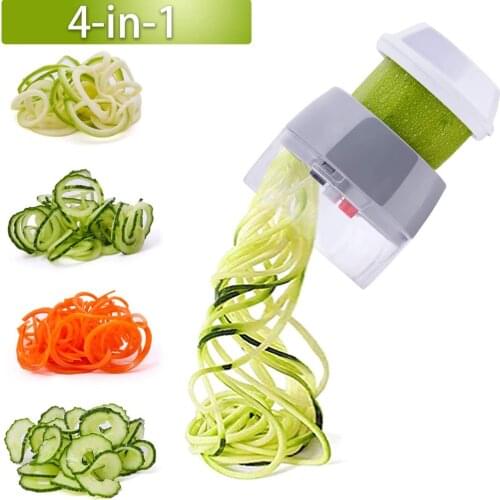 Handheld Spiralizer Vegetable Slicer 4 in 1 Veggie Spiral Cutter Zucchini Noodle Maker Spaghetti Maker Spiral Slicer