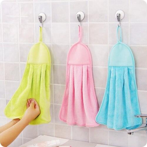 Hand Towel, Plush Nursery Hanging Kitchen Bathroom Thick Soft Cloth Wipe Towel Cotton Non-oil-Stick Dish Washing Quick-dry