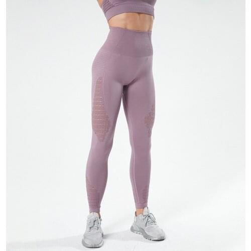 Sexy Leggings Sport Women Fitness Hollow Breathable Seamless Leggings Gym Women Pants High Waist Solid Leggins