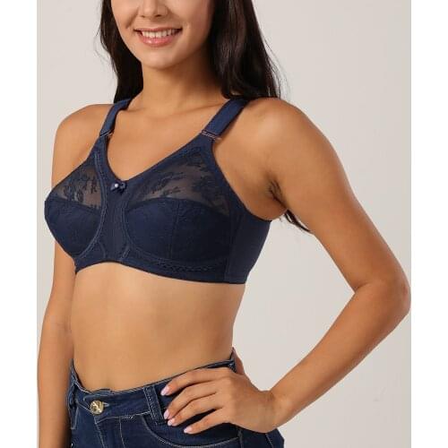 Sexy Semi-Hollow Plus Size Bras For Women Lingerie Wide Shoulder Strap Big Breast Underwear Brassiere Bralette Tops 34-50