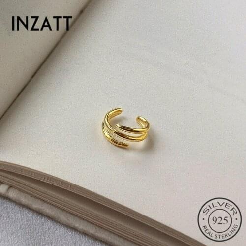 INZATT Real 925 Sterling Silver Minimalist Geometric Line Clip Earrings For Fashion Women Party Irregular Earrings Fine Jewelry