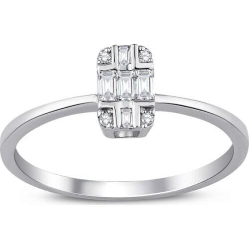 Symbol Gold 0.12 Carat Diamond Ring Baguette Chic Jewelry LoverRings Moissanite Engagement Anniversary Wedding For Women