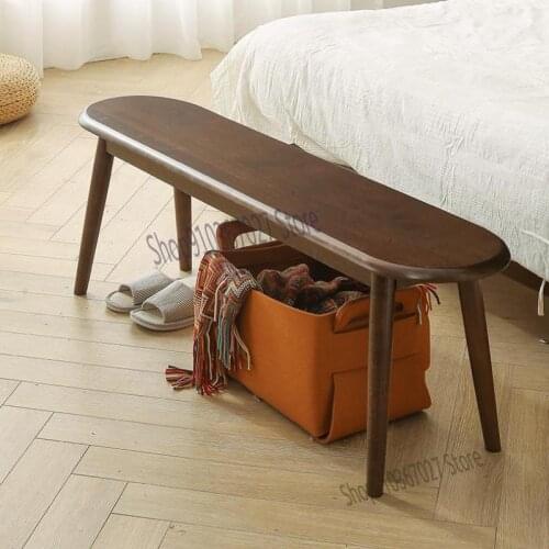 Nordic Solid Wood Home Dining Bench Modern Minimalist Dining Table Stool Bedroom Bed End Stool Long Bench