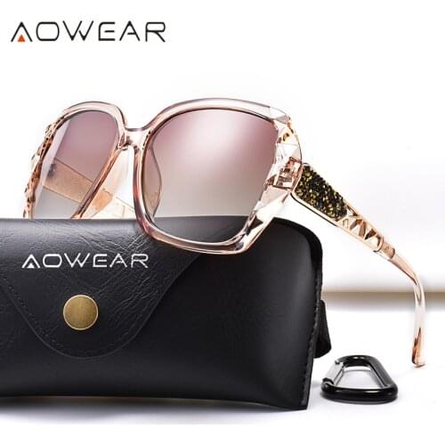 AOWEAR Oversized Sunglasses Women Polarized Square Sun Glasses for driver Black Diamond Womens Sunglass gafas de sol mujer