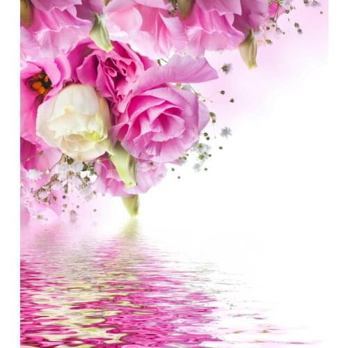 TR 5x7FT Pink Flowers Bokeh River Water Shadow Custom Photo Studio Backdrop Background Vinyl Banner Wedding Photo Backdrops