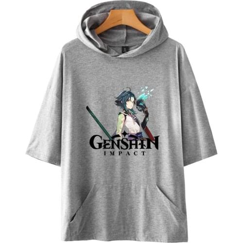 2021 Hot Game Genshin Impact Print Cropped Hooded Hoodie Men Women Unisex Harajuku Oversize Tracksuit Streetwear Pullover