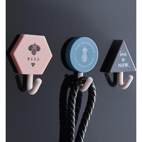 Nordic Ins Style Modern Minimalist Strong Viscose Free Punch Storage Hook Dormitory Door Back Wall Creative Hanging Key Holder