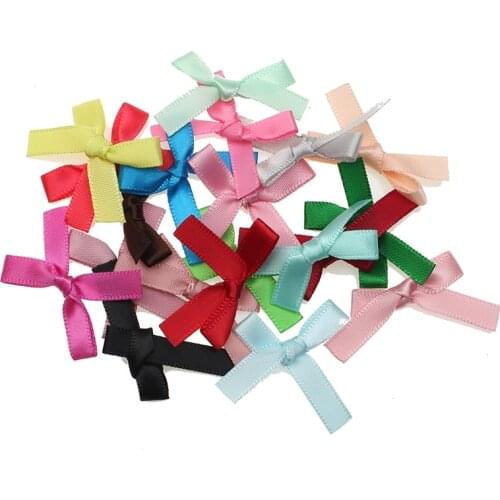 50pcs Mixed Single Baby Satin Ribbon Polyester Bowknot Hair Clips Applique Craft Wedding Bow Tie Scrapbooking Decoration