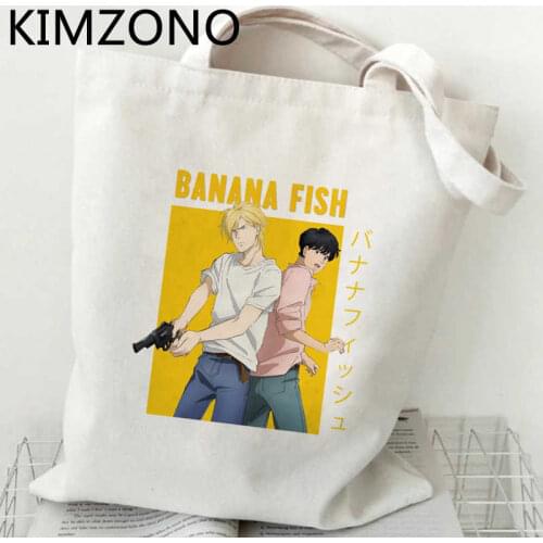 Banana Fish shopping bag jute bag canvas shopper eco bag string tote reusable sacola grab
