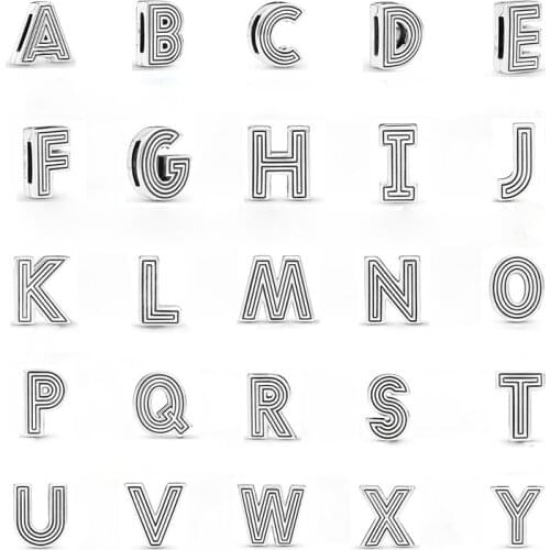 2019 new free shipping Pandora Charms Bracelet 925 Sterling Silver Original Charms A to Z Alphabet Letter Bead for women F287