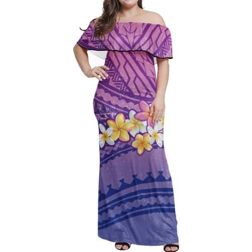 High Quality Samoan Hibiscus HD Pattern Black-white Dress Polynesian Ethnic Style Printed Tight One Shoulder Dress No Minimum