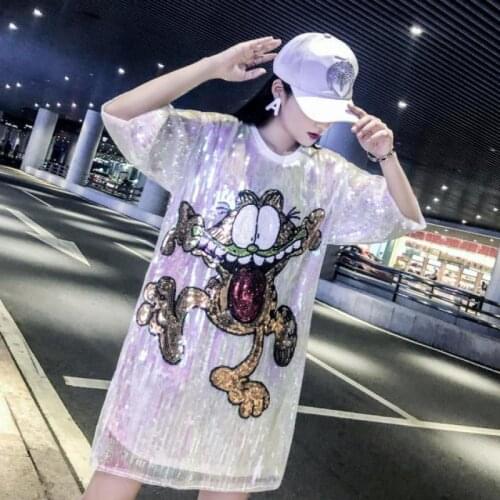 Casual Straight Geometric Sequined Fashion Sexy Round Neck Half Sleeve One Size Black Whte Blue Red Elegant Party Summer Dress