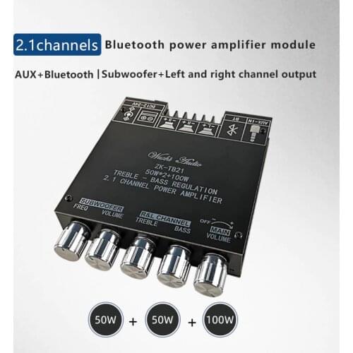 ZK-TB21 TPA3116D2 Bluetooth 5.0 Subwoofer Amplifier Board 50WX2+100W 2.1 Channel Power Audio Stereo Amplifier Board Bass AMP