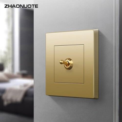 Golden 1-4 Gang 2 Way Brass Toggle Switch Type 86 Concealed Household Wall Light Retro Switch USB Socket Panel