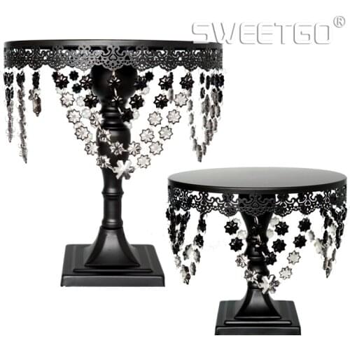 1 Pcs Vintage Black Iron Wedding Party Decoration Dessert Cake Stand with Crystal #1010920