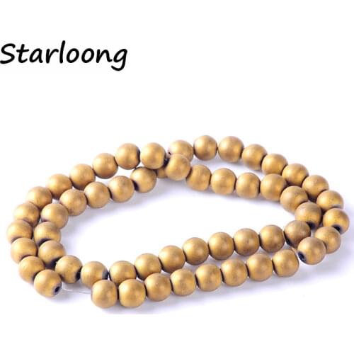 1pack/lot 6/8mm Natural stone yellow matt round loose hematite beads for DIY jewelry necklace bracelet making