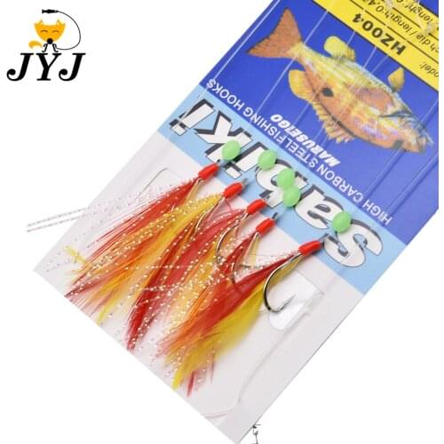 1 pack size hook 1/2/3/4/5 feather strip hook, fishing sabiki rig hook tackle for rooting deep saltwater fishing tackle