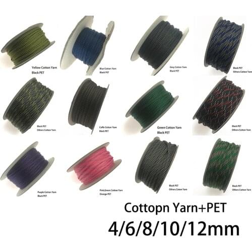 10M /4/6/8/10/12/14mm Wire Cable Protecting Cable Sleeve Cotton Yarn PET Nylon Braided High Density Sheathing Insulation