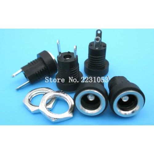 10PCS/LOT DC022B 3A 12v DC Power Supply Jack Socket Female Panel Mount Connector 5.5X 2.5mm Plug Adapter 2 Pins 5.5*2.5 DC-022B
