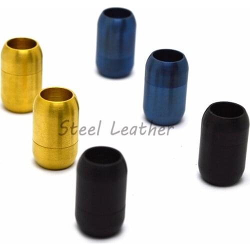 Custom Logo 10pcs/lot Hole:6/8mm Steel Magnetic Clasp Black 316L Stainless Steel Magnet Buckles Leather Bracelet Accessories