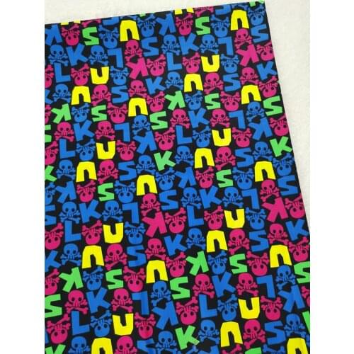 100% Cotton Fabric Skull Letter Alphabet Halloween Yellow Black Printed Fabric Patchwork Home Decor viaPhil