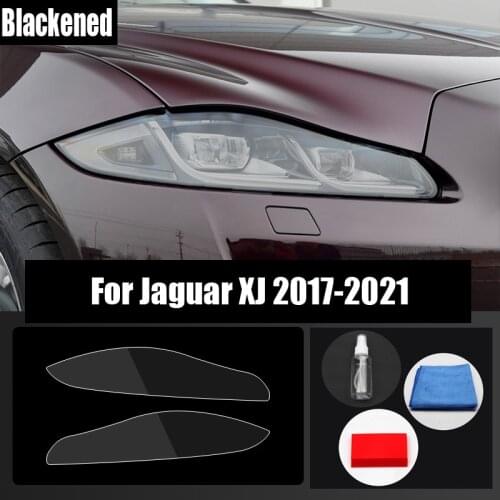 2PCS TPU Smoke Black Transparent Car Headlight Fog Light Protective Film Wrap Vinyl Sticker For Jaguar XJ 2017-2021 Accessories