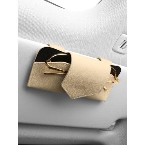 2021 May new Multifunctional sun visor Car glasses clip bracket Leather sunglasses box