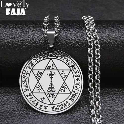 2021 Stainless Steel Hexagram Satan Key of Solomon Pendant Necklace Jewelry acero inoxidable joyeria mujer N3649S02