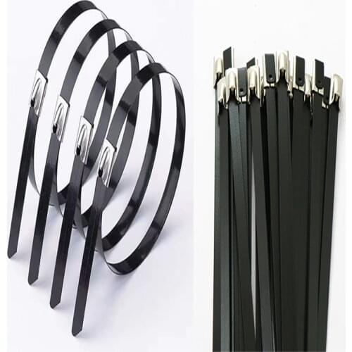 25pcs 4.6x800/900/1000/1200/1300/1400/1500mm Stainless Steel Cable Ties Locking Metal Zip-Exhaust Wrap Coated Multi-Purpose