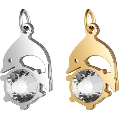 5pcs/lot diy dolphin hummingbird stainless steel charm pendant wholesale heart cat night owl jewelry bracelet connector charms