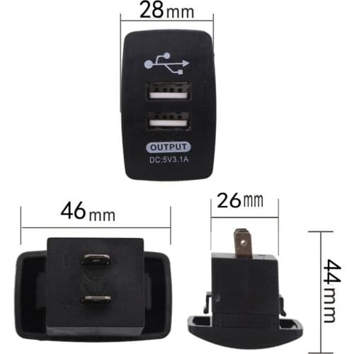 Car LED Light Backlit Rocker Switch 3.1A 12-24V Dual USB Charger Car Truck Boat UTV ATV Rocker Switch Panel For iPhone