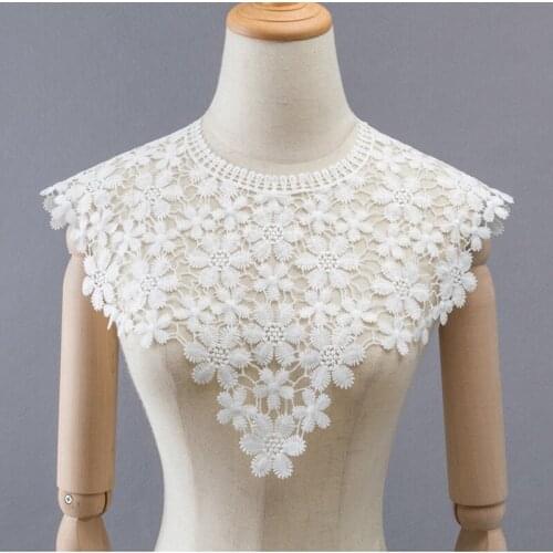 1 Pcs White Crochet Daisy floral Neck collar Fake Collar Embroidery lace collar Applique For Wedding Bridal Dress Blouse