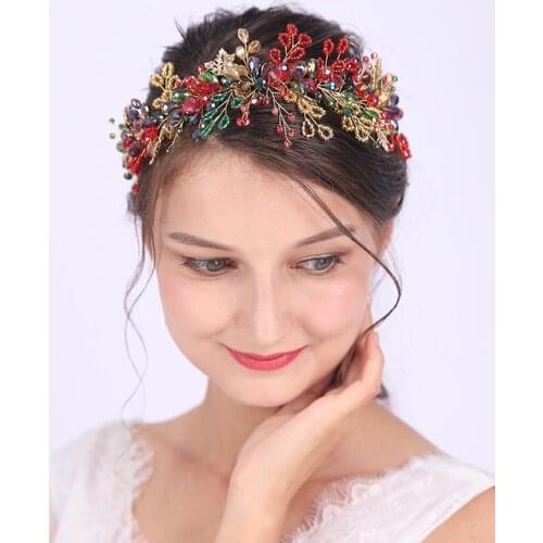 Bohemian Colourful Flower Crown Shiny Crystal Wedding Hair Accessories Bridesmaid gift Headband Banquet Ornaments for women