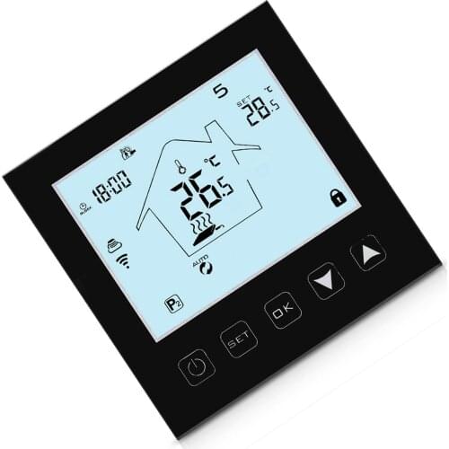 Black and white color smart wifi lcd display thermostat for room electric underfloor heating